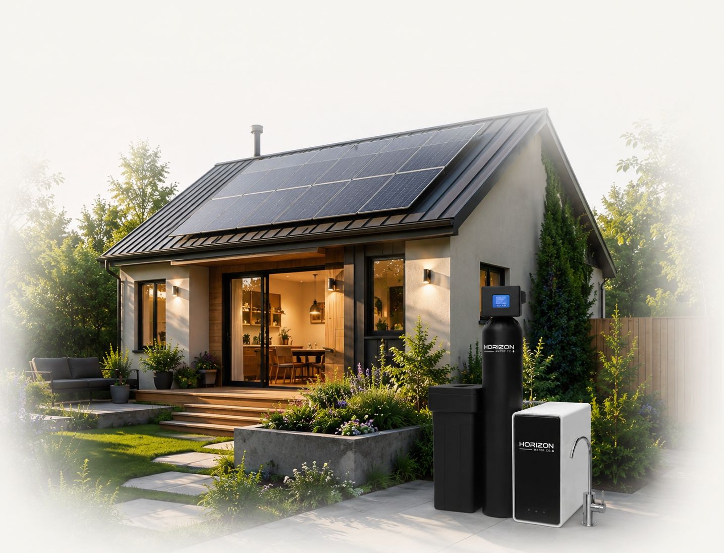 Rhode Island home with a Horizon Water Co whole-home filtration system and drinking water system installed outside